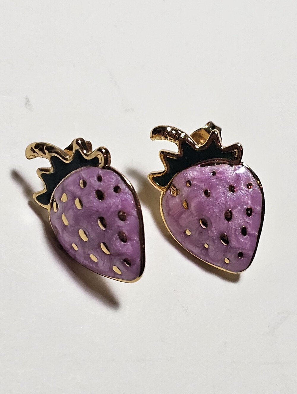 Vintage Enamel Strawberry Stud Earrings